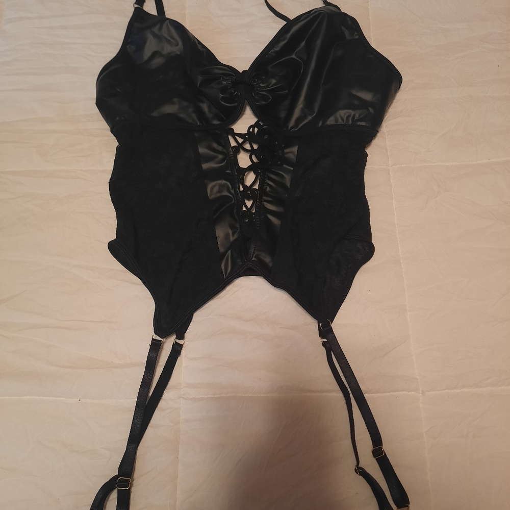 PU and lace lingerie piece